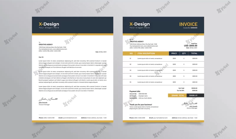 modern business stationery letterhead invoice template / قالب سربرگ شرکت