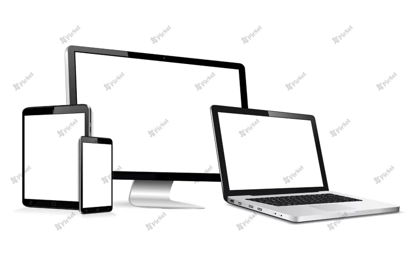 modern computer monitor laptop digital tablet mobile phone with blank screen / مانیتور کامپیوتر لپ تاپ تبلت دیجیتال تلفن همراه با صفحه نمایش خالی