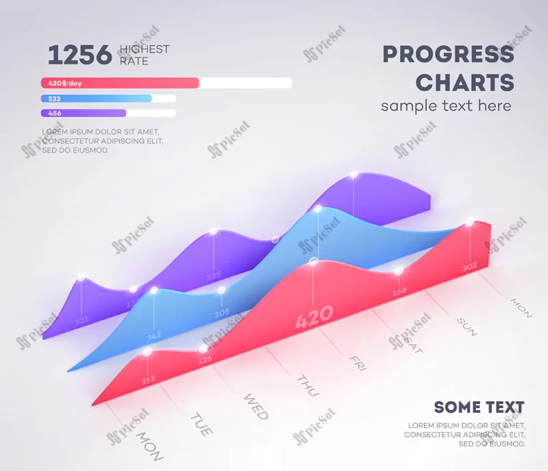 modern infographic elements light background business graph / اینفوگرافیک نمودار کسب و کار