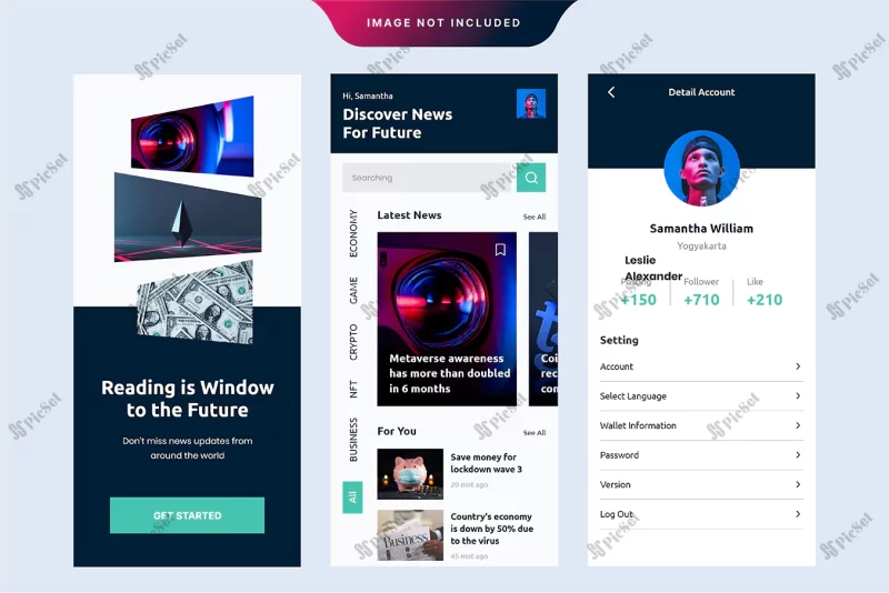 news portal online ui design template vector / قالب طراحی رابط کاربری اپلیکیشن آنلاین پورتال خبری