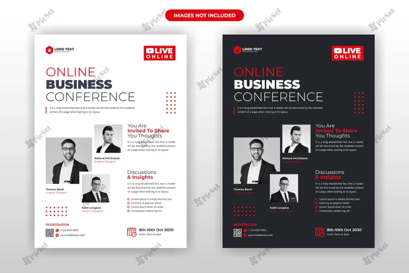 online business conference flyer template design / طراحی قالب بروشور کنفرانس تجاری آنلاین وبینار آموزشی