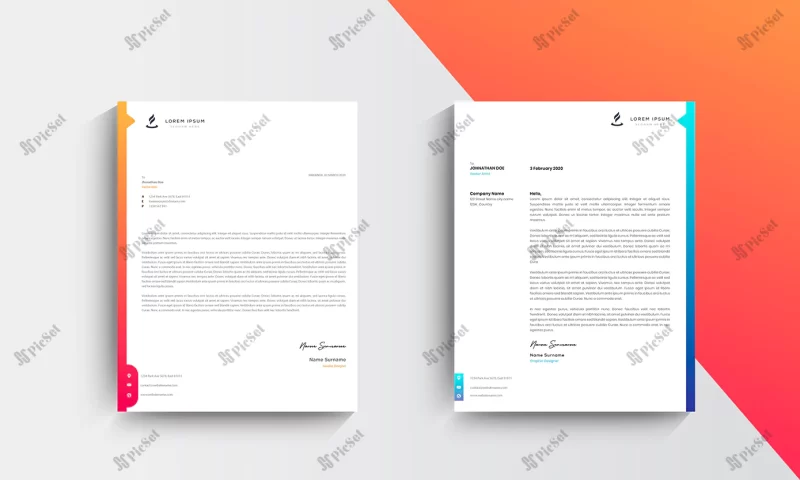 orange blue modern business letterhead design template / قالب طراحی سربرگ تجاری مدرن آبی نارنجی