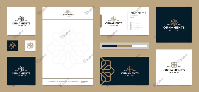ornaments logo designs with free business card letterhead / لوگو زیور آلات با سربرگ کارت ویزیت