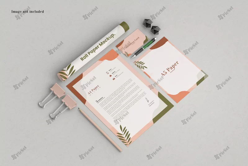 perspective stationery mockup showcasing your design clients / موکاپ سربرگ و کارت ویزیت مدرن