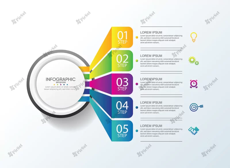 presentation business infographic template with 5 step / اینفوگرافیک