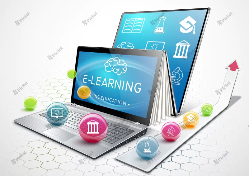 process education laptop as ebook online education concept learning / لپ تاپ آموزشی یادگیری کتاب آنلاین مفهوم آموزش آنلاین کتاب الکترونیکی