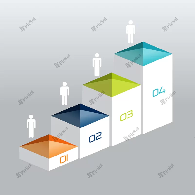 staircase infographic vector 3d chart graph digital diagram workflow number step by step option / اینفوگرافیک پلکان نمودار سه بعدی گردش کار