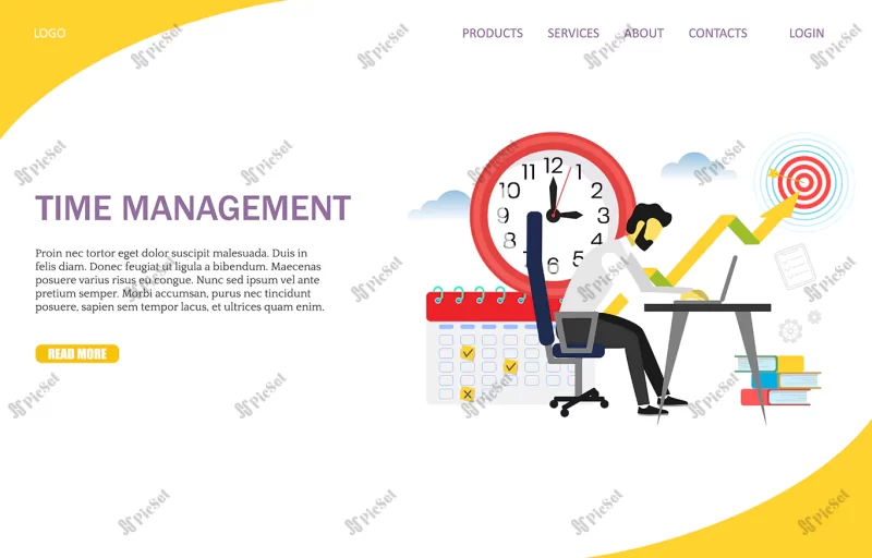 time management vector website landing page design template / قالب طراحی صفحه فرود لندینگ پیج وب سایت مدیریت زمان