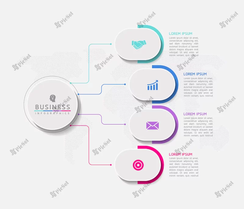 vector illustration infographics design template marketing information with 4 options steps / اطلاعات بازاریابی نمودار اینفوگرافیک