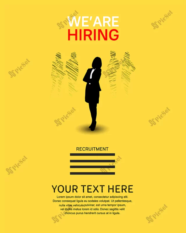 we are hiring job poster with woman silhouette / ما در حال استخدام هستیم پوستر شغلی کاری منابع انسانی