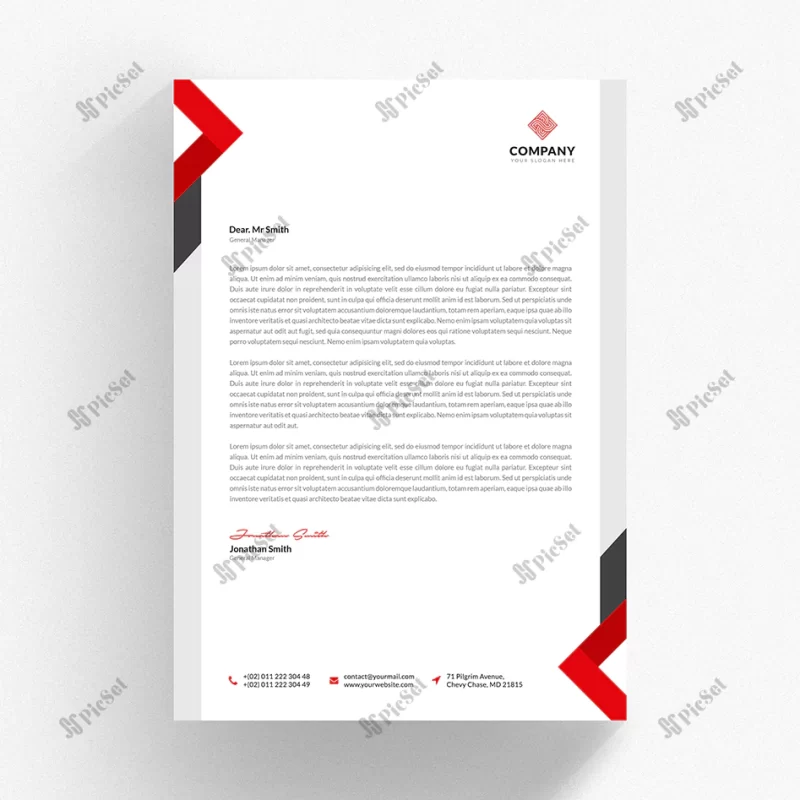 white letterhead cv template with red grey details / موکاپ سربرگ اداری