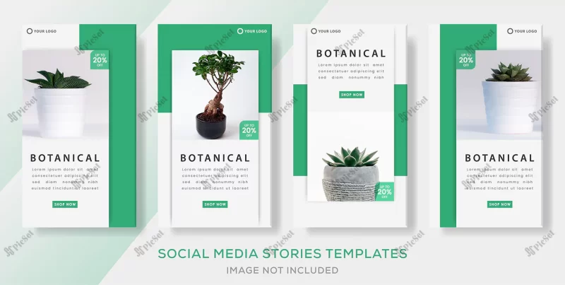 botanical banner template with green color media social stories template premium / قالب بنر گیاه شناسی با قالب رنگ سبز استوری شبکه اجتماعی