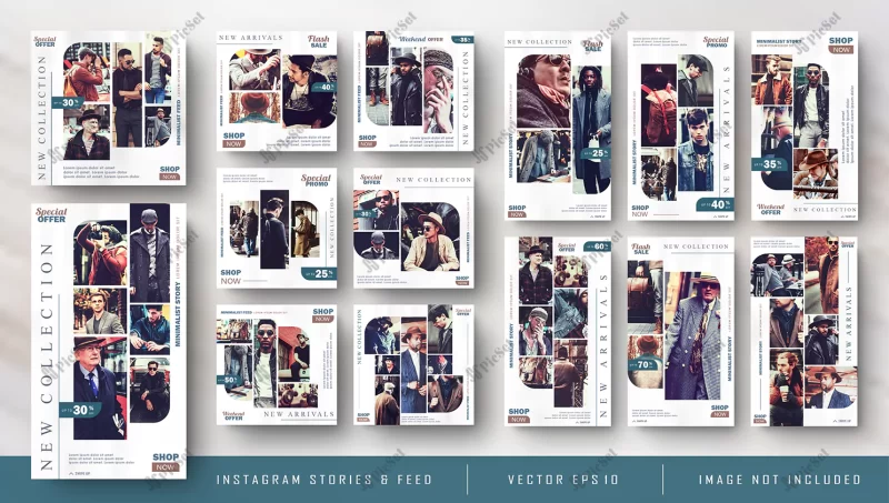 retro vintage instagram stories feed post bundle kit banner / مجموعه پست و استوری اینستاگرام