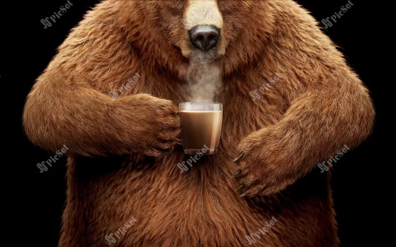 Brown bear, paw, advertise, glass, fantasy, commercial, coffee mate / خرس قهوه ای، پنجه، تبلیغ، شیشه، فانتزی، تجاری، قهوه مات