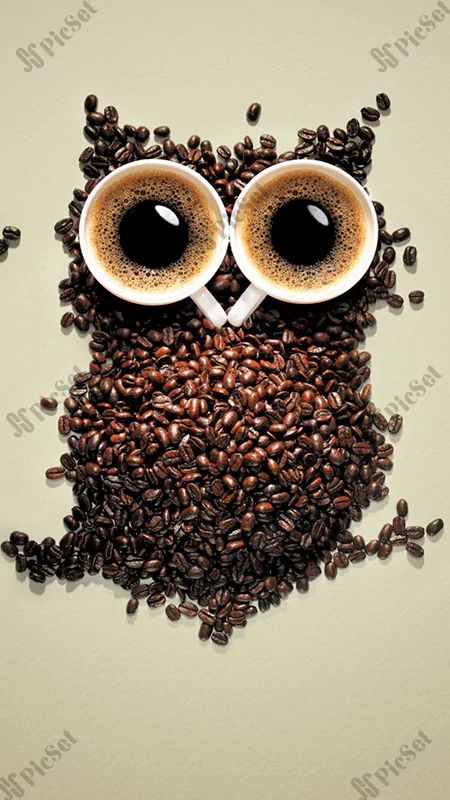 Coffee owl, drink, eyes, food, funny, creative / جغد قهوه، نوشیدنی، چشم، غذا، خنده دار، خلاقانه