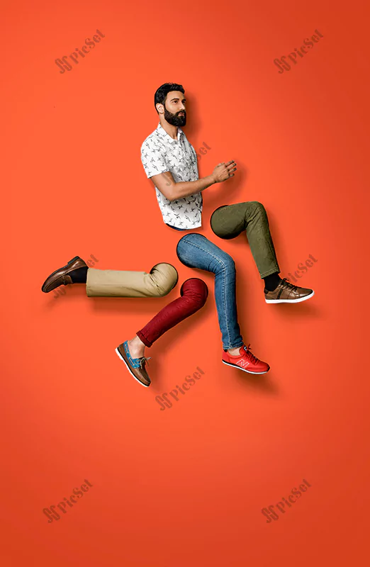 Fashion concept, advertisement, man, pants, shoes, creative / مفهوم مد، تبلیغات، مرد، شلوار، کفش، خلاق