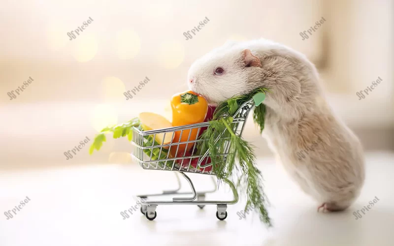 shopping cart, Guinea Pig, funny animals, creative, market / سبد خرید، خوکچه هندی، حیوانات خنده دار، خلاق، بازار