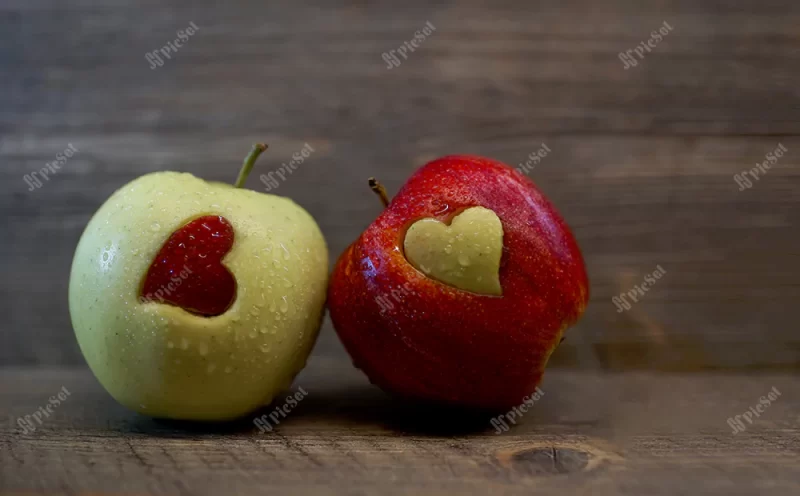 Love Apples, Food and Drink, Apple, Love, Heart, Fruit, Romantic, Gift, vegetarian, red apple, veggie, green apple, creative / عاشق سیب، غذا و نوشیدنی، سیب، عشق، قلب، میوه، عاشقانه، هدیه، گیاهخواری، سیب قرمز، سبزیجات، سیب سبز، خلاق