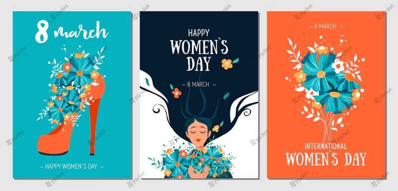 beautiful trendy set greeting cards 8 march international womens day / بنر مد روز کارت تبریک 8 مارس روز جهانی زن روز مادران