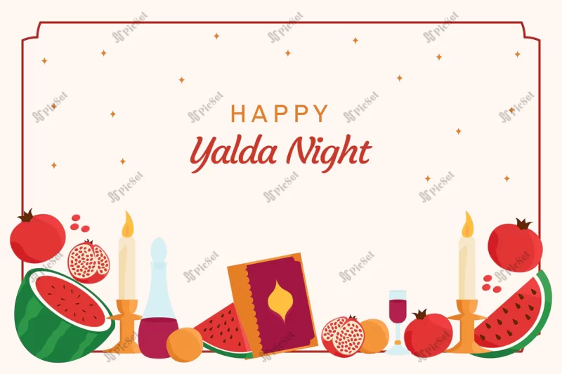 flat design yalda background / پس زمینه بنر و پوستر سفره شب یلدا