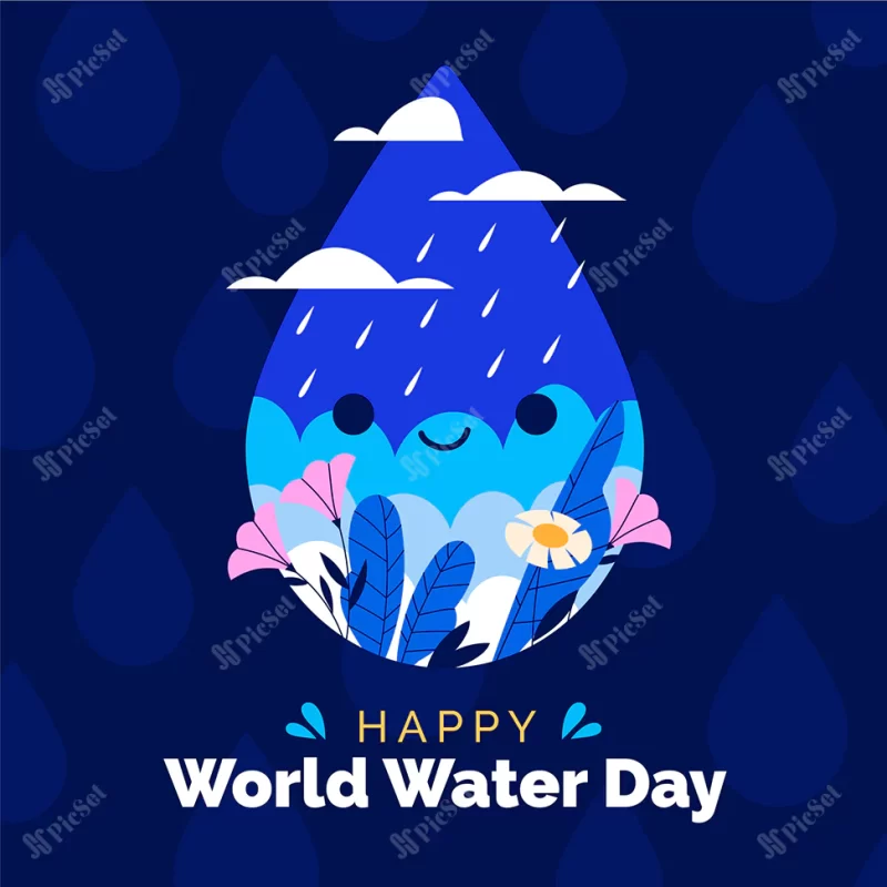 flat world water day illustration_23 2149286249 / تصویر کره زمین روز جهانی آب