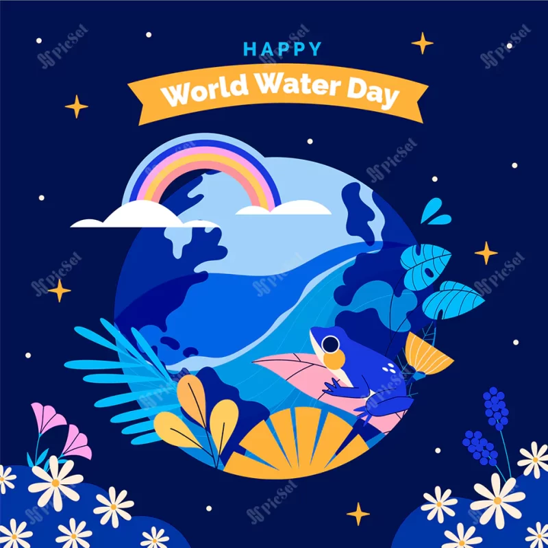 flat world water day illustration_23 2149286250 / تصویر کره زمین روز جهانی آب