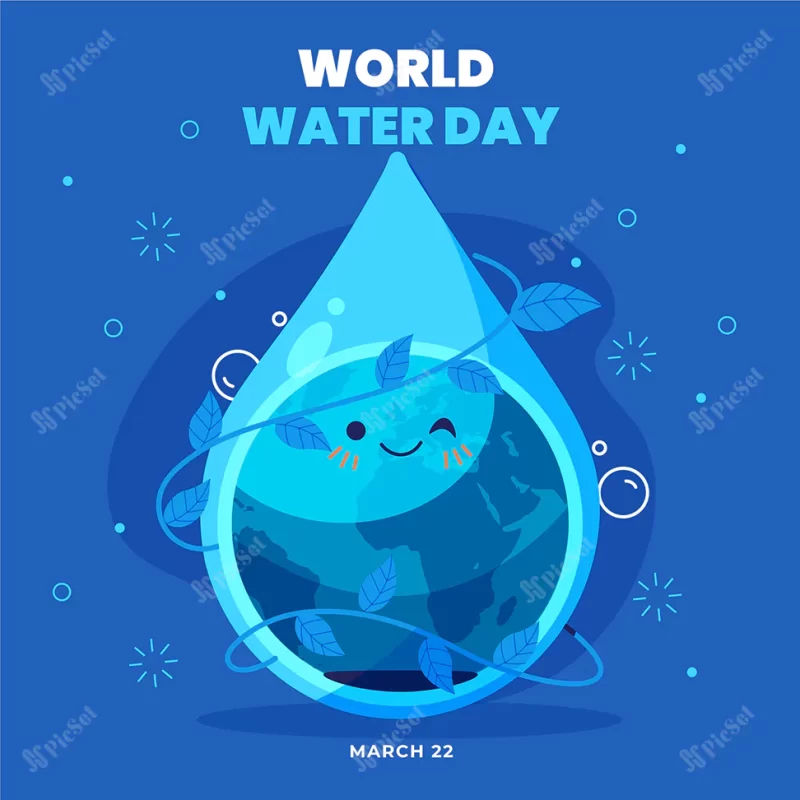 flat world water day illustration_23 2149286461 / تصویر کره زمین روز جهانی آب