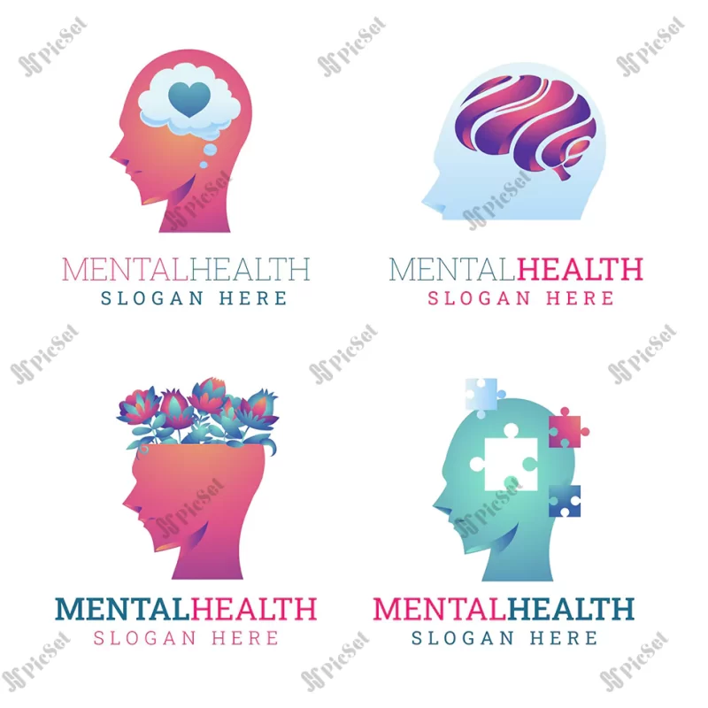 gradient mental health logos template / لوگوی روانشناسی آرم سلامت ذهن و روان