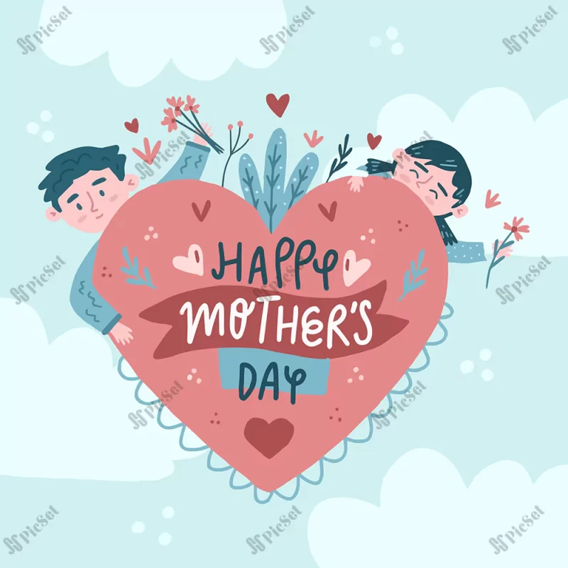 hand drawn mothers day illustration / پوستر تبریک روز مادر روز زن