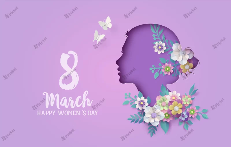 international women s day 8 march with frame flower leaves paper art style_60545 1111 / بنر 8 مارس روز جهانی زن با طرح گل پوستر روز مادر