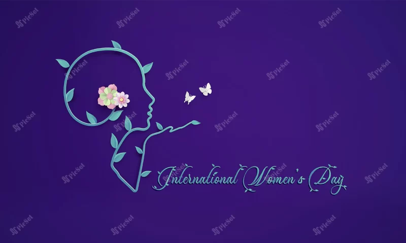 international womens day 8 march with frame flower leaves paper art style_60545 1151 / بنر 8 مارس روز جهانی زن با طرح گل پوستر روز مادر