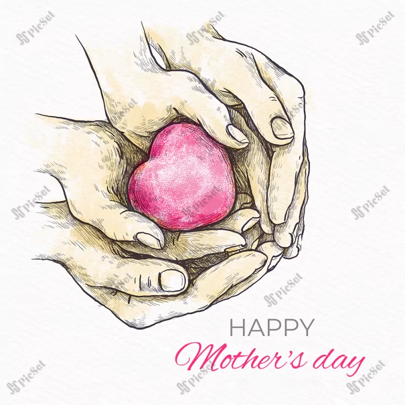 mother s day hand drawn style / پوستر روز مادر با دست فرزند پوستر قلب روز زن