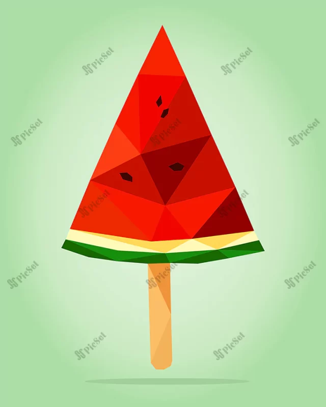 polygon art image slice watermelon vector illustration / تصویر هنری چند ضلعی برش وکتور هندوانه