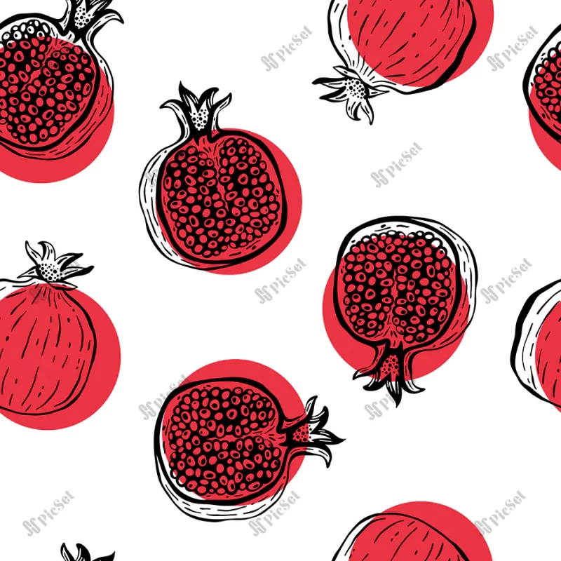 pomegranate hand drawn seamless pattern vector illustration / الگوی با دست کشیده شده انار