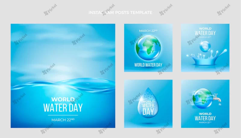 realistic world water day instagram posts collection_23 2149299292 / مجموعه پست های اینستاگرام روز جهانی آب، دریا روی کره زمین
