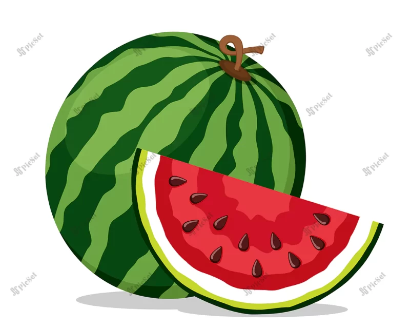 ripe watermelon juicy piece white background isolated / پس زمینه سفید هندوانه آبدار بریده شده