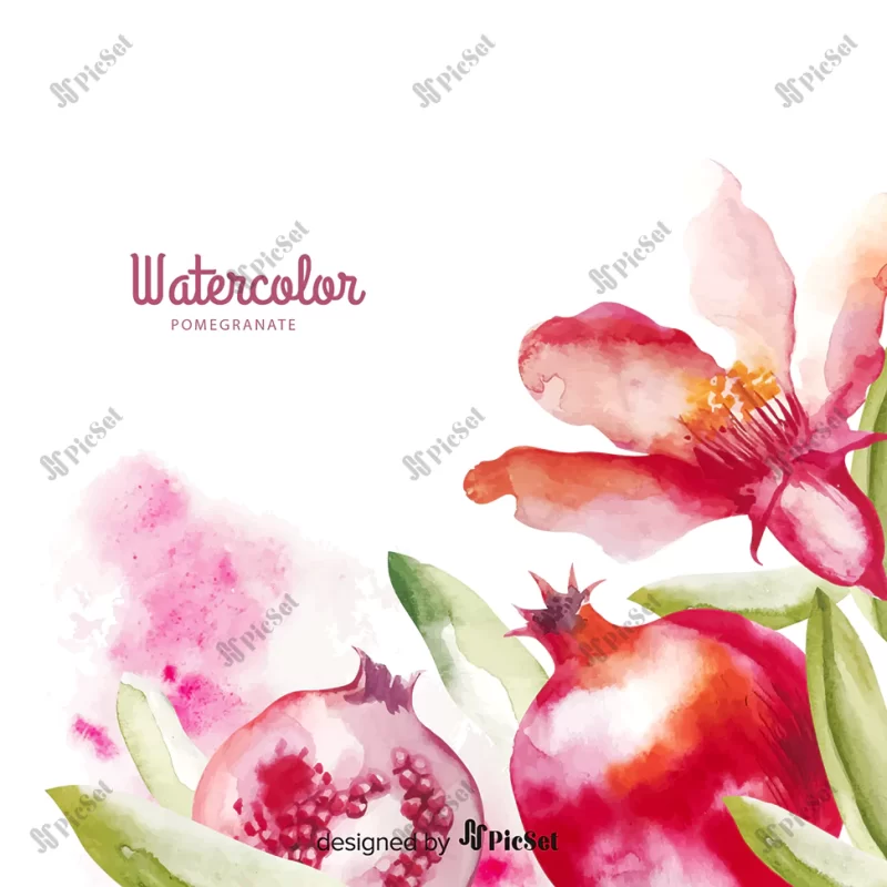 watercolor pomegranate background / پس زمینه آبرنگ انار پوستر یلدا