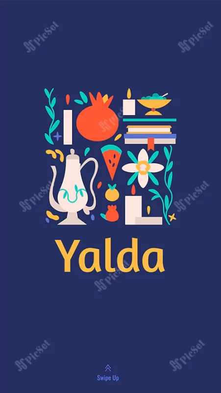 yalda social media story template with symbols holiday watermelon pomegranate nuts candles poetry books iranian night forty festival winter solstice celebration / قالب استوری شبکه های اجتماعی یلدا با نمادهای تعطیلات هندوانه انار آجیل شمع کتاب شعر شب چهل جشن ایرانی پوستر و بنر یلدا