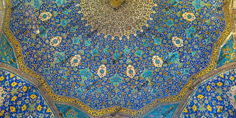 bottom view ceiling jameh abbasi mosque iran / نمای پایین سقف مسجد جامع عباسی ایران