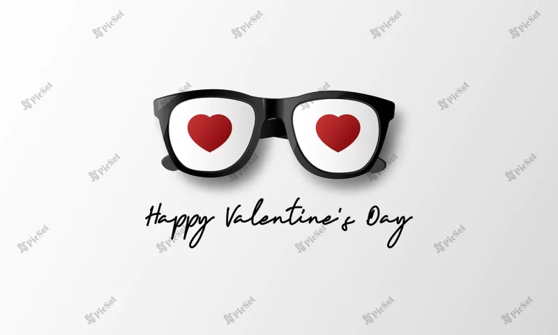 concept love valentine day with heart symbol lens glasses paper cut style / مفهوم عشق روز ولنتاین با نماد قلب عینک لنز به سبک برش کاغذ