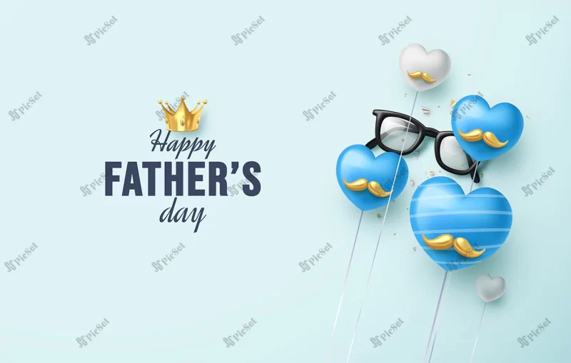 fathers day with glasses illustration love balloon / بنر تبریک روز پدر با عینک تصویر بادکنک عشق