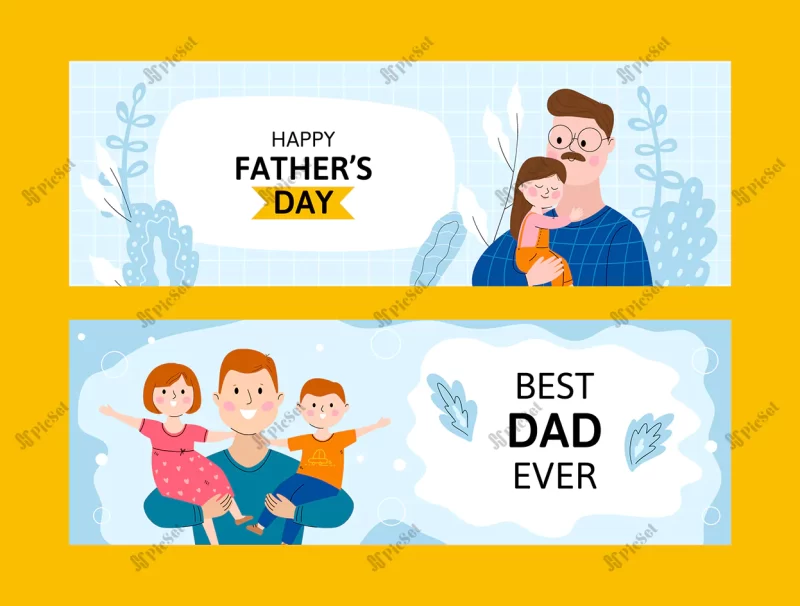 flat fathers day horizontal banners set / مجموعه بنرهای افقی روز پدر