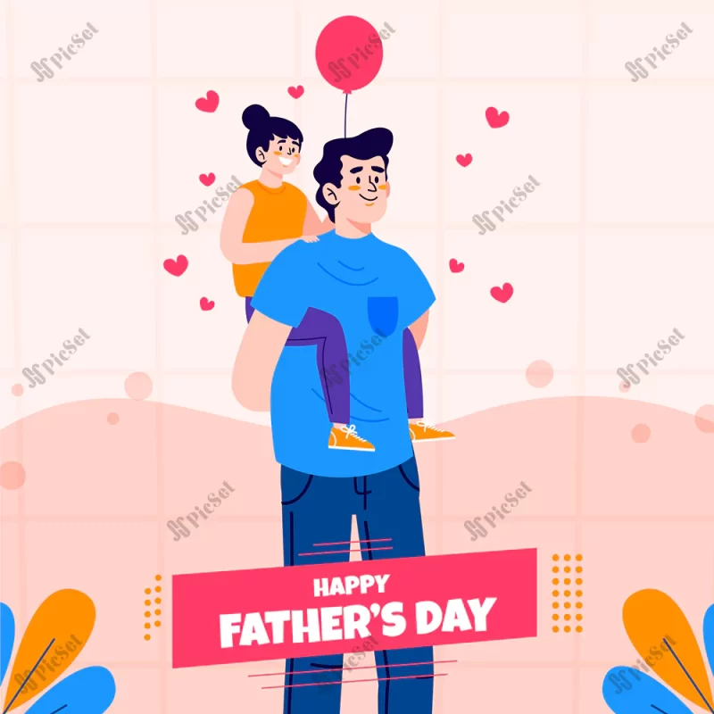 hand drawn fathers day illustration with balloon / تصویر روز پدر با دست کشیده شده با بادکنک