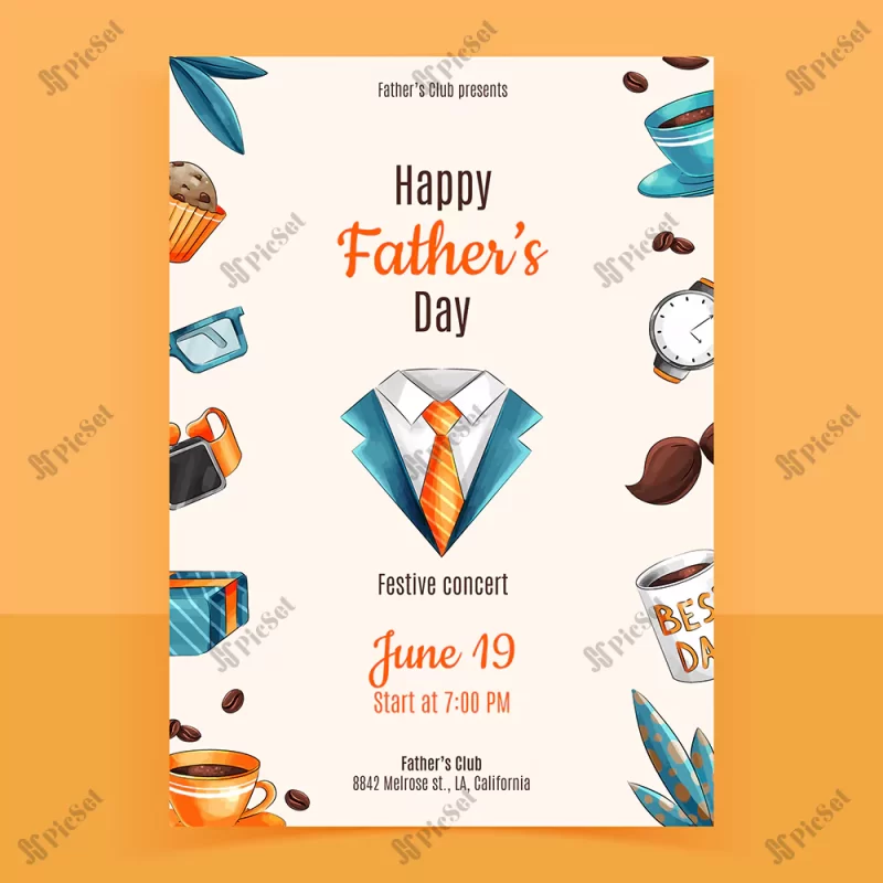 hand drawn fathers day poster template / قالب پوستر روز پدر روز مرد