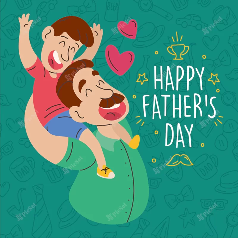 happy cute father playing with his son father day vector / پدر شاد در حال بازی با پسرش پوستر روز پدر روز مرد