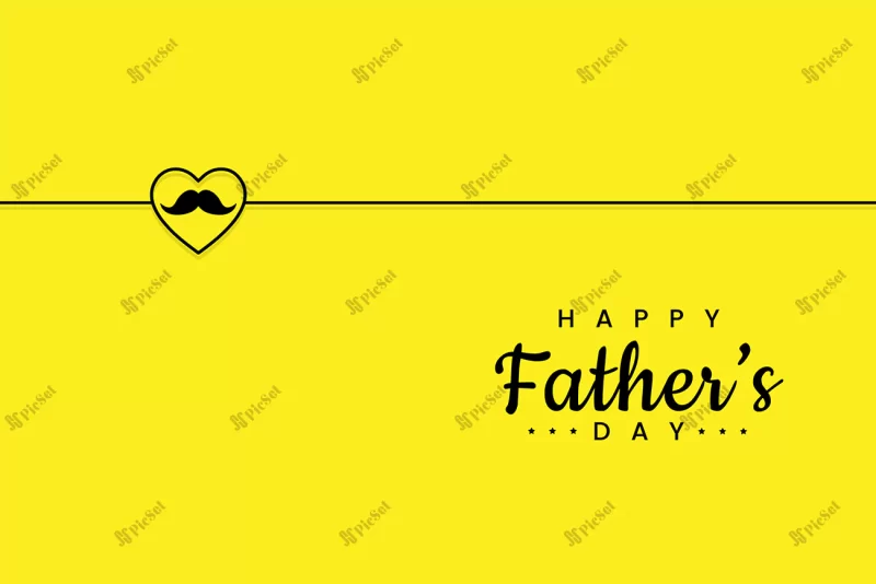 happy fathers day greeting card design with red heart shape yellow background / طرح کارت پستال تبریک روز پدر با پس زمینه زرد به شکل قلب قرمز