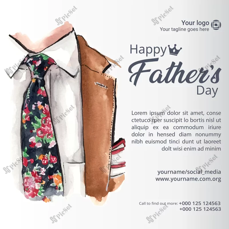 happy fathers day illustration tie shirt banner template / الگوی بنر پیراهن کراوات تصویر پوستر روز پدر مبارک