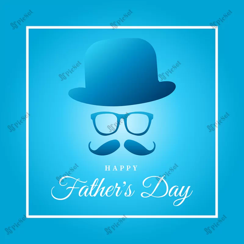 happy father s day poster banner with lettering hat mustache glasses vector illustration / بنر پوستر روز پدر مبارک با تصویر عینک سبیل کلاه