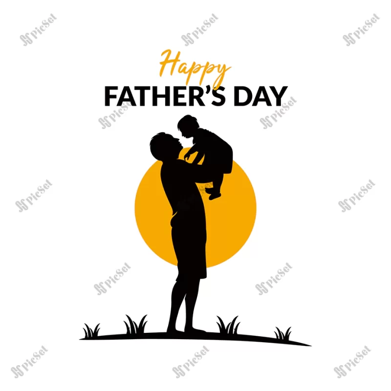 logo happy fathers day silhouette / پوستر روز پدر مبارک، فرزند در آغوش پدر