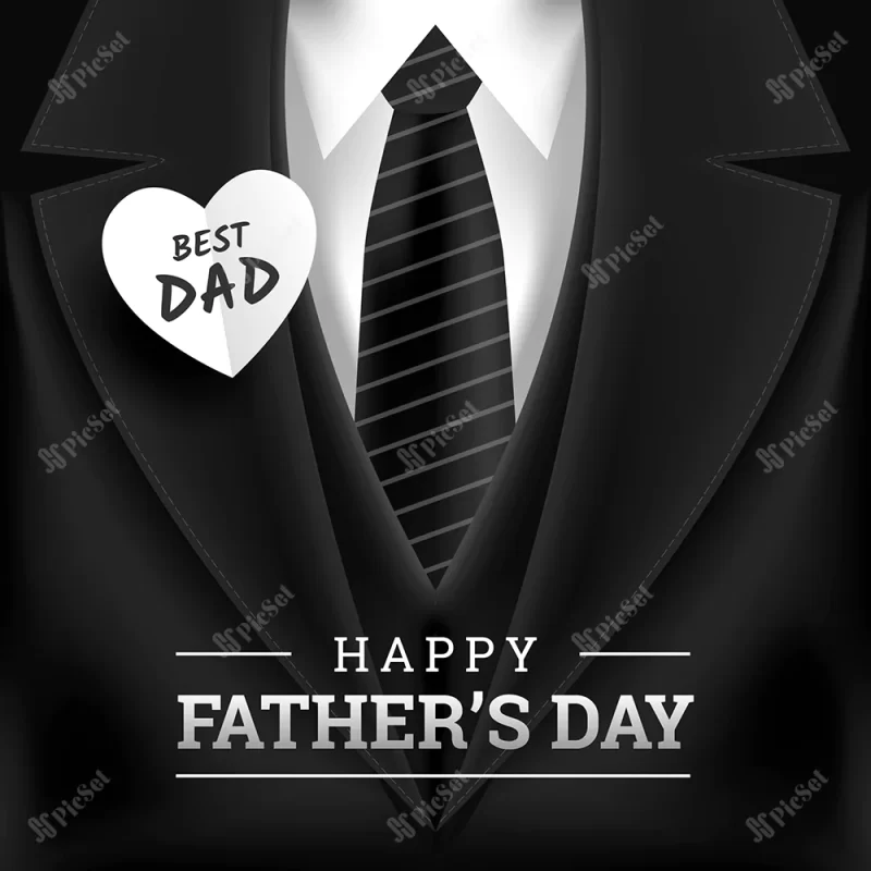 realistic fathers day illustration with suit tie / پوستر روز پدر با کراوات کت و شلوار